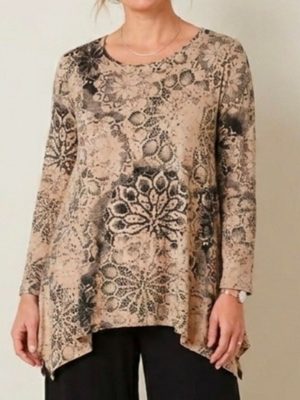 Peruvian Connection Tunic Swing Blouse Top M / L Boho Lace Mandala Arts